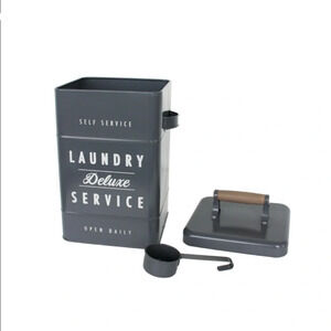 NWT Better Homes & Gardens Gray Carbon Steel Laundry Detergent Holder with Scoop